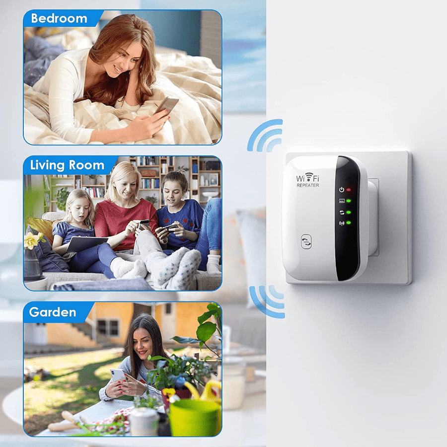 WiFi Extender Signal Booster up to 2640sq.ft , Wireless Internet Repeater, Remote Amplifier with Ethernet Port, 1-Tap Setup,