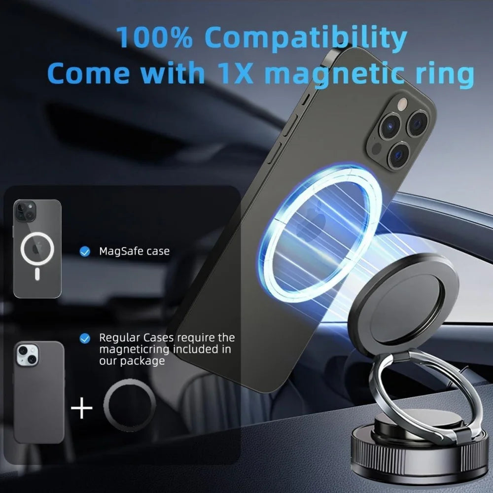 Vacuum Magnetic Phone Holder Adjustable Suction Phone Mount 2025 Upgraded Phone Stand for All Smartphones & Vehicles/Gym/Mirror