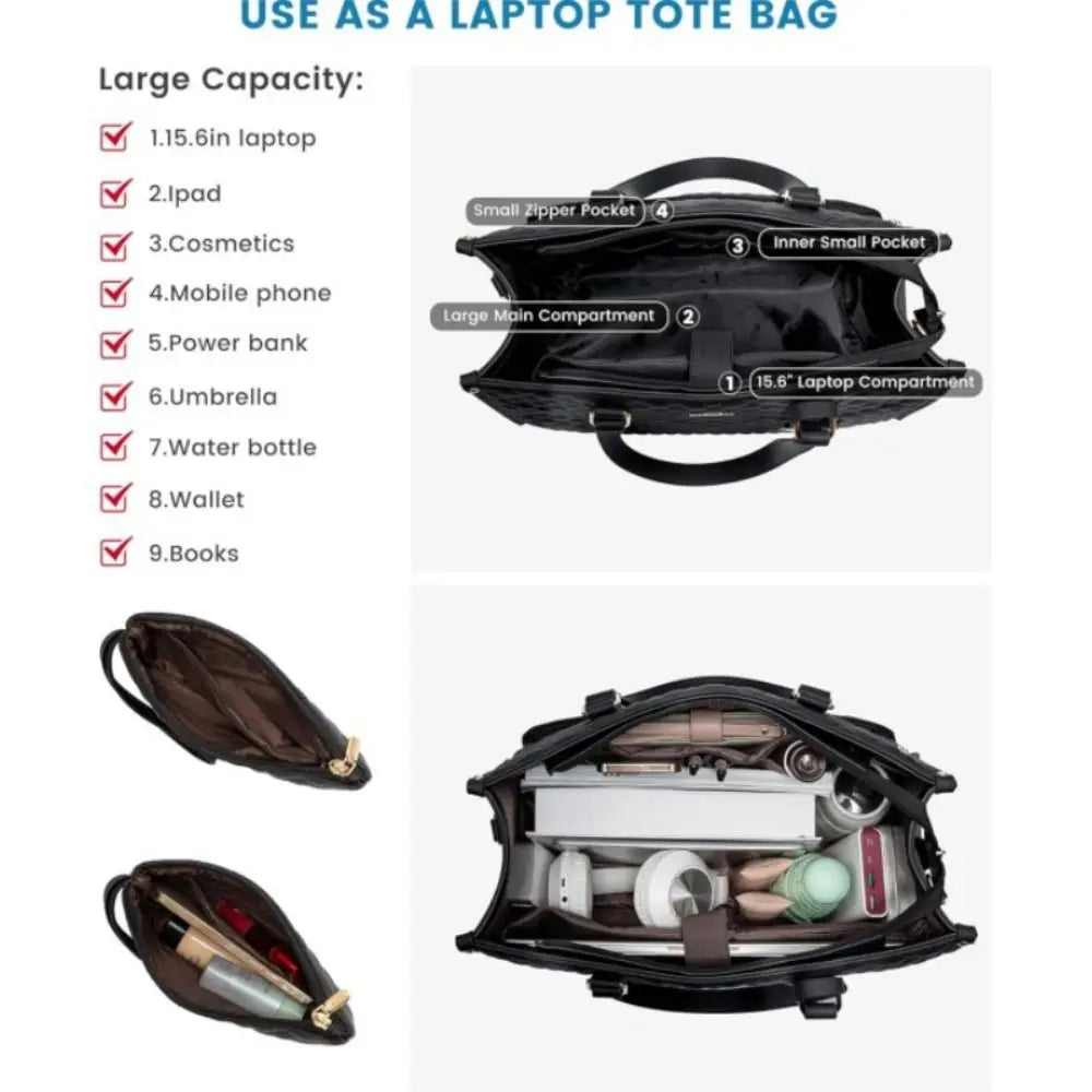 2 in 1 Lunch Tote Bag for Women Insulated Lunch Compartment 15.6 Inch Laptop Bag Large Capacity with Purse Computer Handbag