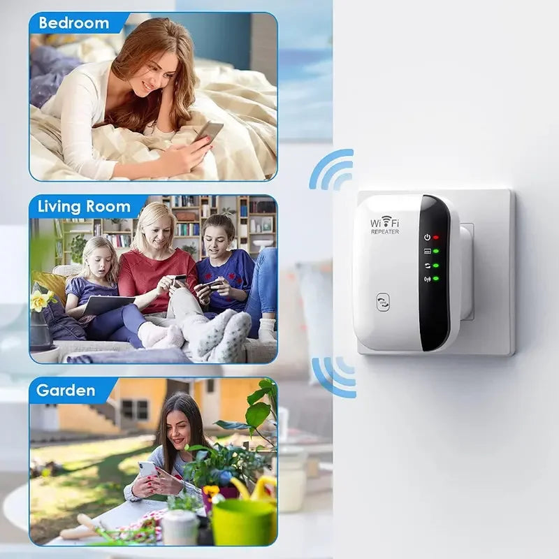 WiFi Extender Signal Booster up to 2640sq.ft , Wireless Internet Repeater, Remote Amplifier with Ethernet Port, 1-Tap Setup,
