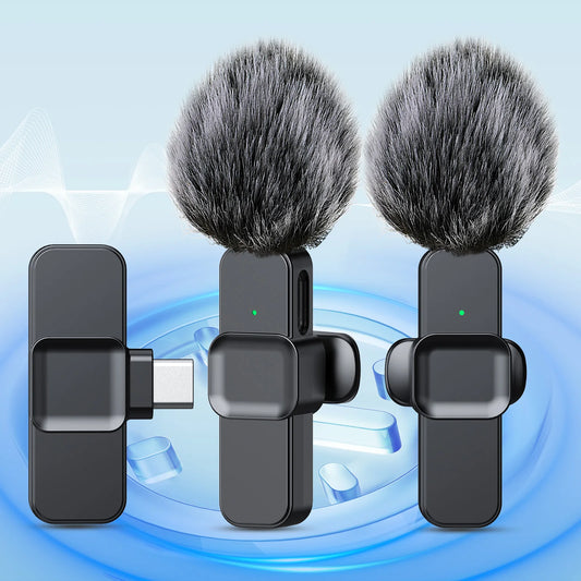 K10 Wireless Lavalier Microphone Portable Audio Video Recording Mini Microphone for iPhone Android PC Camera Live Gaming Phone