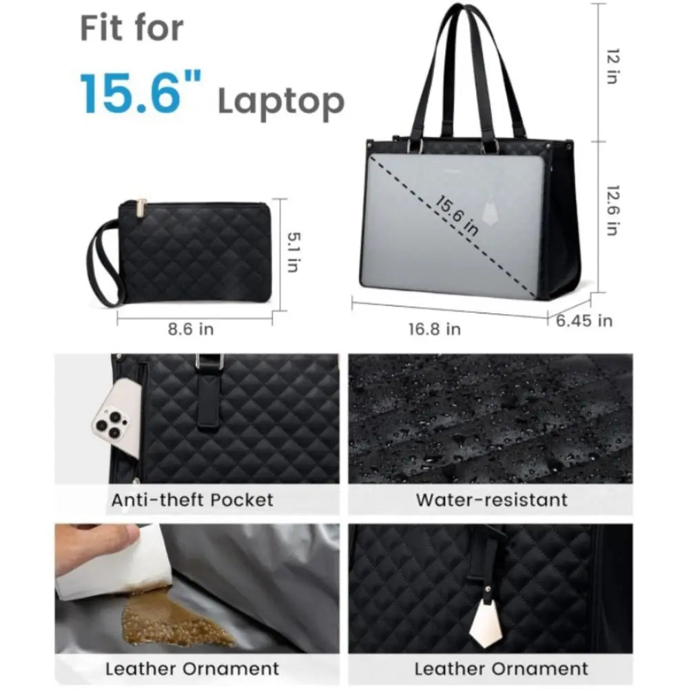 2 in 1 Lunch Tote Bag for Women Insulated Lunch Compartment 15.6 Inch Laptop Bag Large Capacity with Purse Computer Handbag
