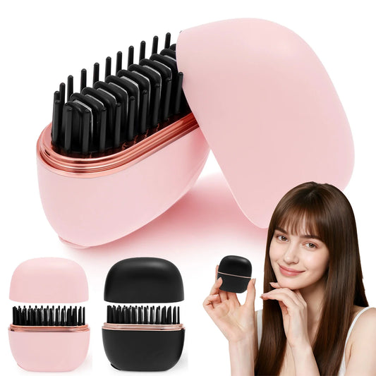 Mini Hair Straightening Comb Wireless USB Charging Portable Straightener Brush Heating Plates Comb Anti-Scald Shell