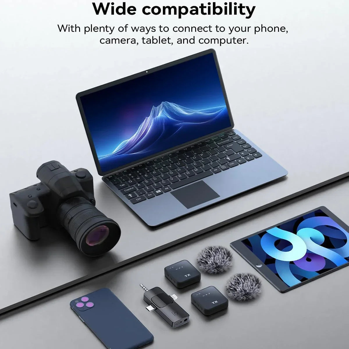 Wireless Lavalier Microphone for Camera,iPhone,Android,Microphone Reverb Sound Video Recording Podcast Noise Reduction Clip mic