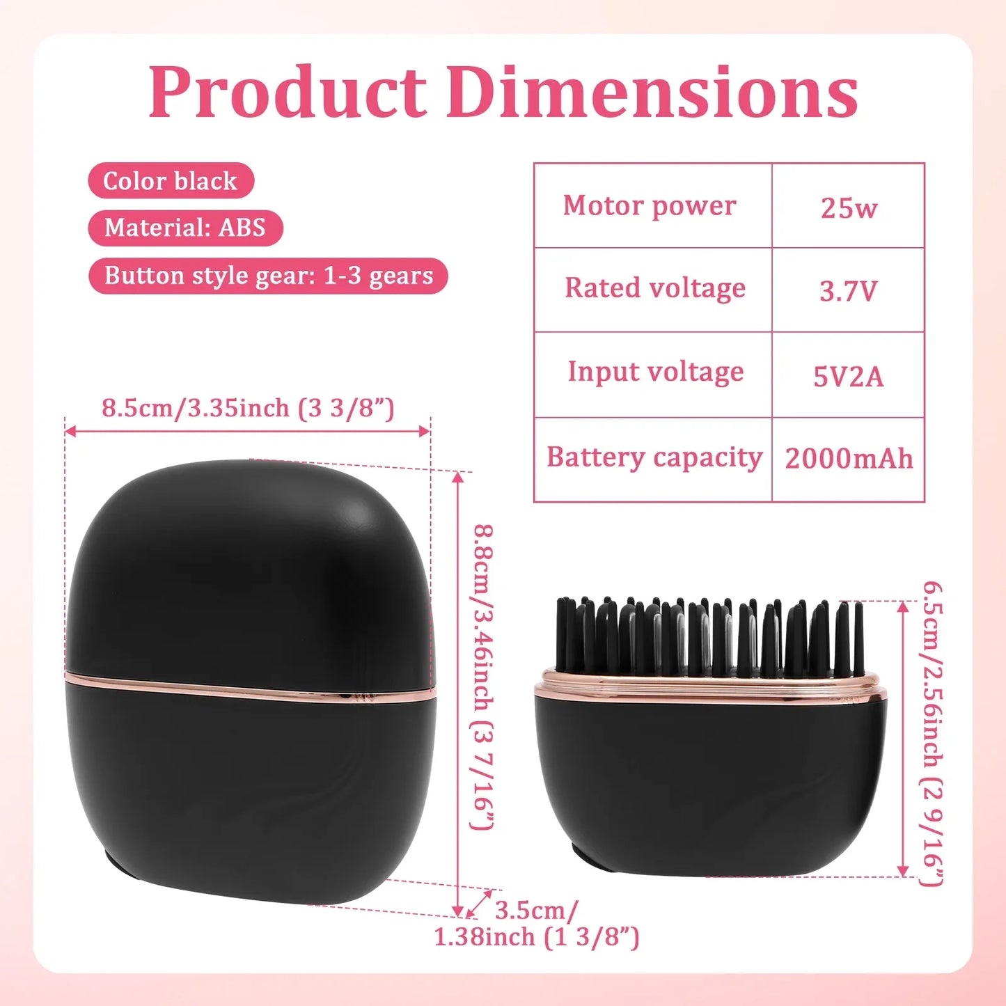 Mini Hair Straightening Comb Wireless USB Charging Portable Straightener Brush Heating Plates Comb Anti-Scald Shell