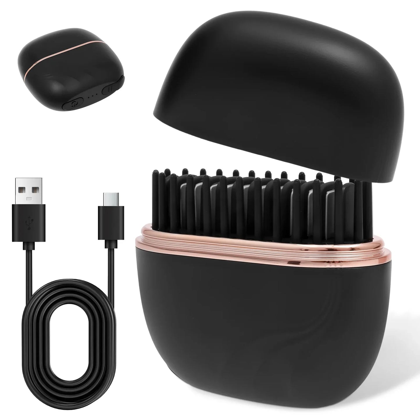 Mini Hair Straightening Comb Wireless USB Charging Portable Straightener Brush Heating Plates Comb Anti-Scald Shell