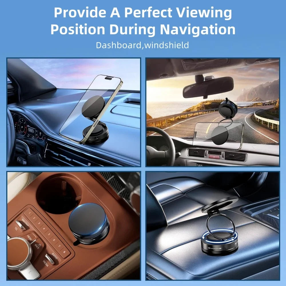 Vacuum Magnetic Phone Holder Adjustable Suction Phone Mount 2025 Upgraded Phone Stand for All Smartphones & Vehicles/Gym/Mirror