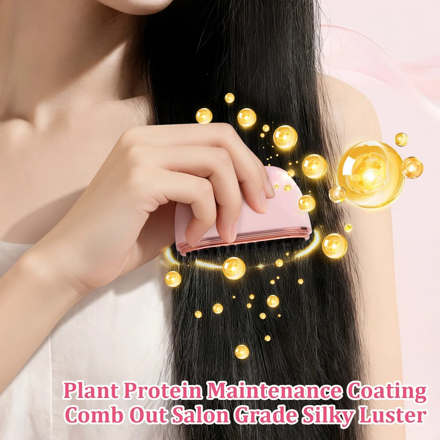 Mini Hair Straightening Comb Wireless USB Charging Portable Straightener Brush Heating Plates Comb Anti-Scald Shell