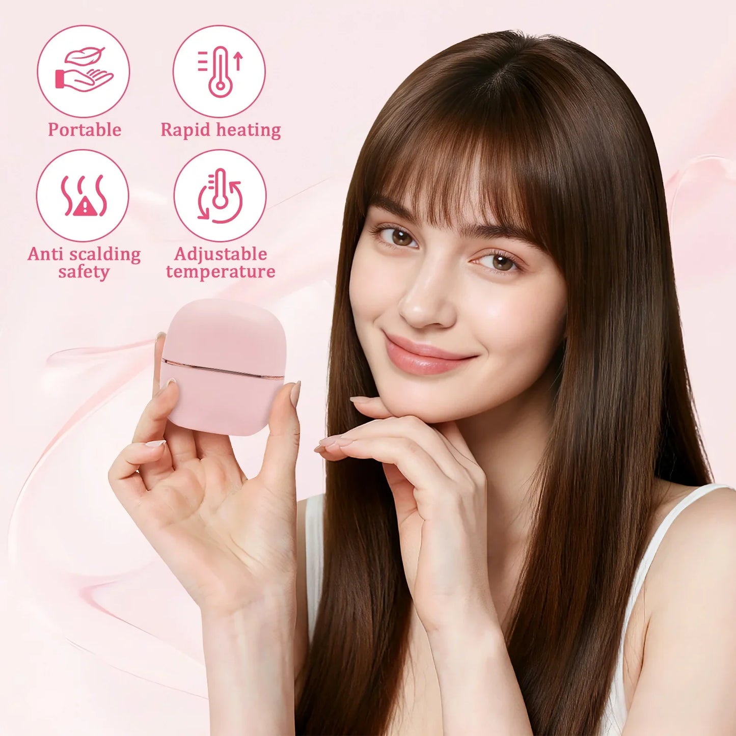 Mini Hair Straightening Comb Wireless USB Charging Portable Straightener Brush Heating Plates Comb Anti-Scald Shell